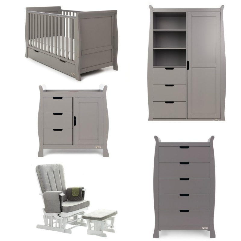 Obaby Stamford Classic Sleigh 5 Piece Furniture Roomset-Taupe Grey