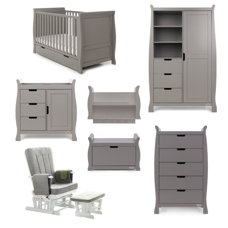 Obaby Stamford Classic Sleigh 7 Piece Furniture Roomset-Taupe Grey