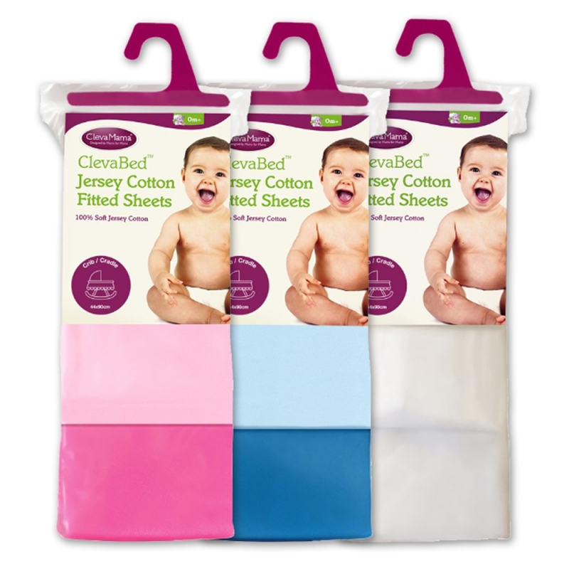 ClevaMama Jersey Cotton Fitted Sheets For Crib/Cradle (44x90 cm)-Pink 