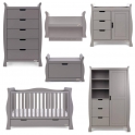 Obaby Stamford Luxe Sleigh 7 Piece Furniture Room Set-Taupe Grey 