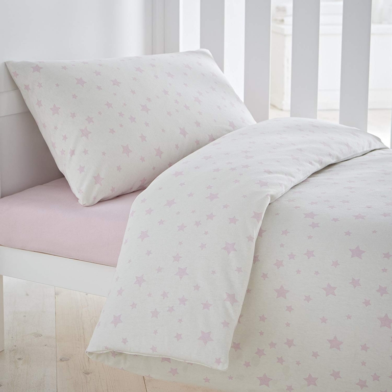 Safe Night By Silentnight Cot Bed Duvet Cover Pillow Case Pink Star