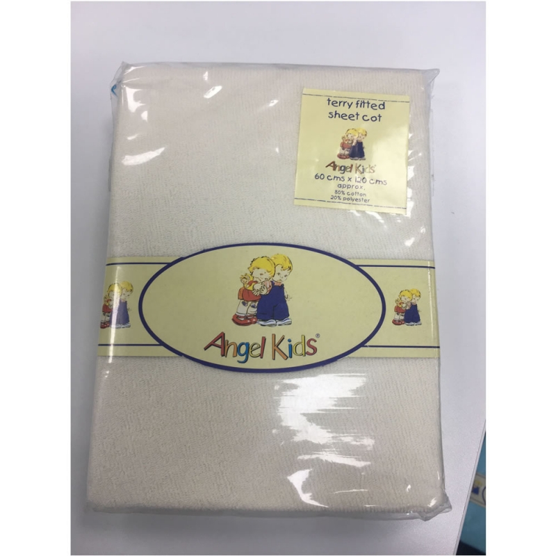 Angel Kids Cot Sheet Terry Fitted-Yellow 