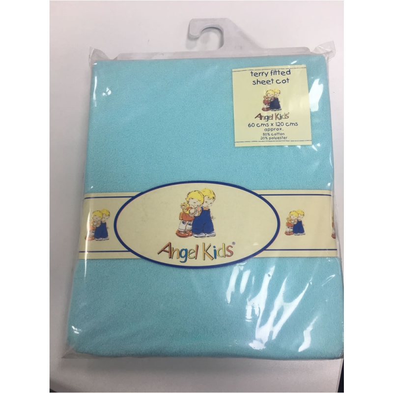 Angel Kids Cot Sheet Terry Fitted-Mint 