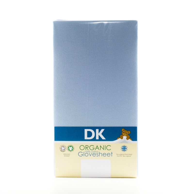 DK Glove Organic Fitted Cotton Sheet for Space Saver Cot 100x52-Blue