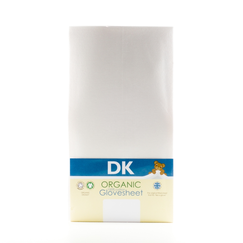 DK Glove ORGANIC Fitted Cotton Sheet for Short Cot Bed 132x70-White