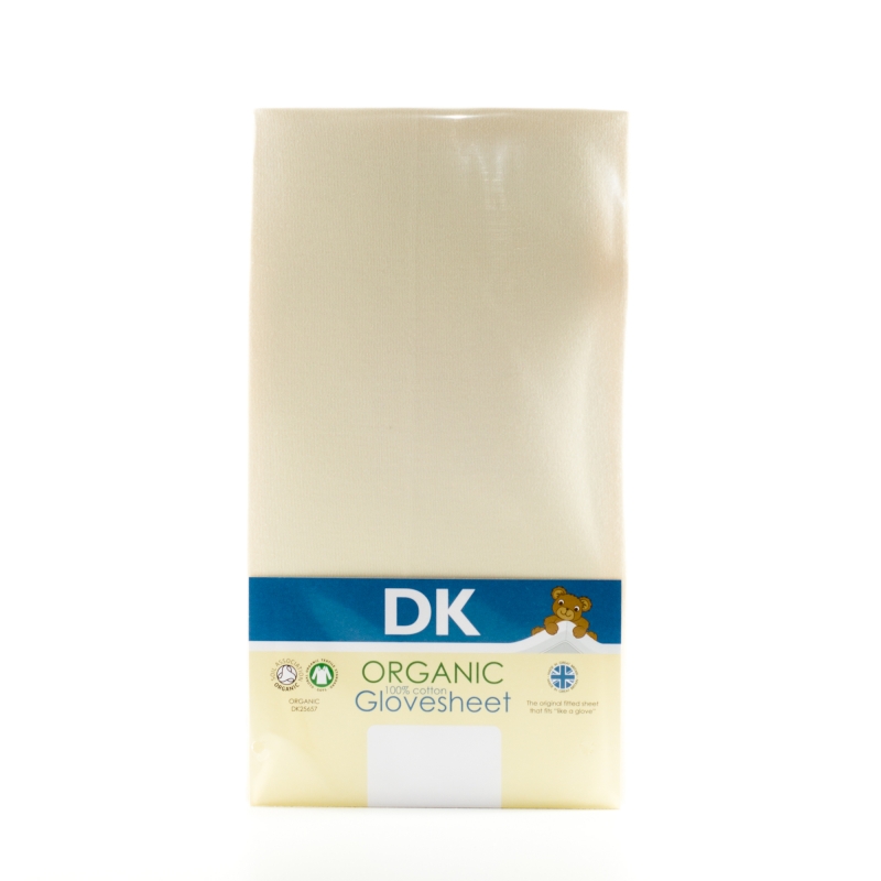 DK Glove Organic Fitted Cotton Sheet for Short Cot Bed 132x70-Cream
