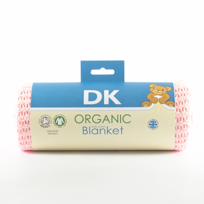 DK Glovesheets 100% Organic Kint Cotton Baby Blanket 100x75cm-Pink