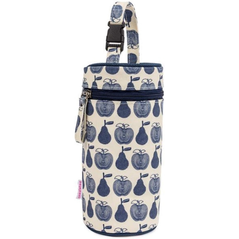 Pink Lining Bottle Holder-Apples and Pears Blue