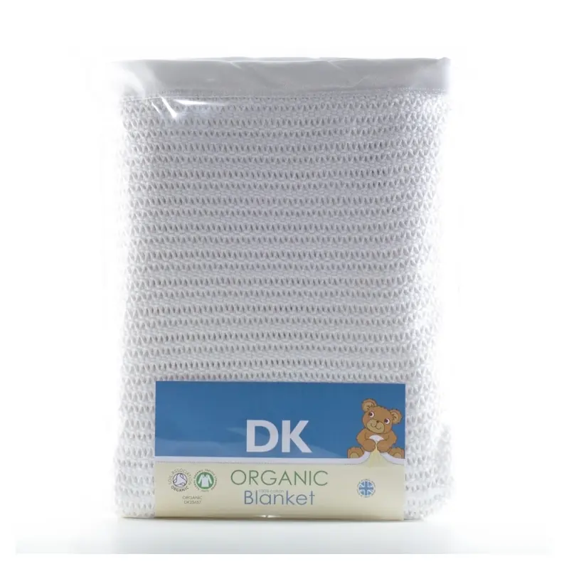 DK Glove Organic Fitted Cotton Blanket for Cotbed 130x160cm-White