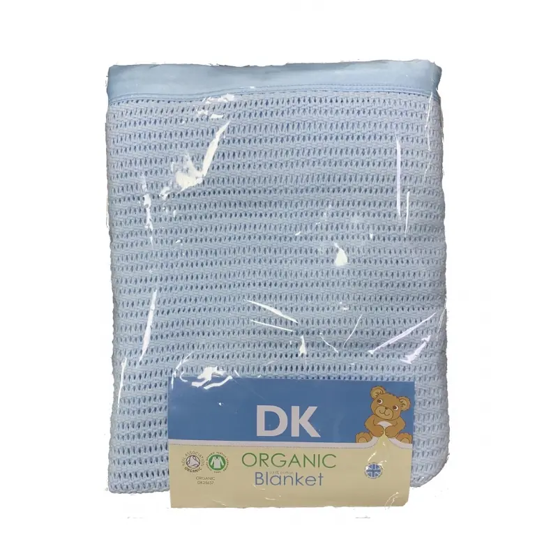 DK Glove Organic Fitted Cotton Blanket for Cotbed 130x160cm-Blue