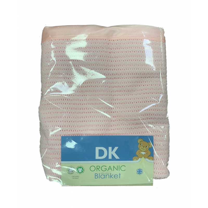 DK Glove Organic Fitted Cotton Blanket for Cotbed 130x160cm-Pink