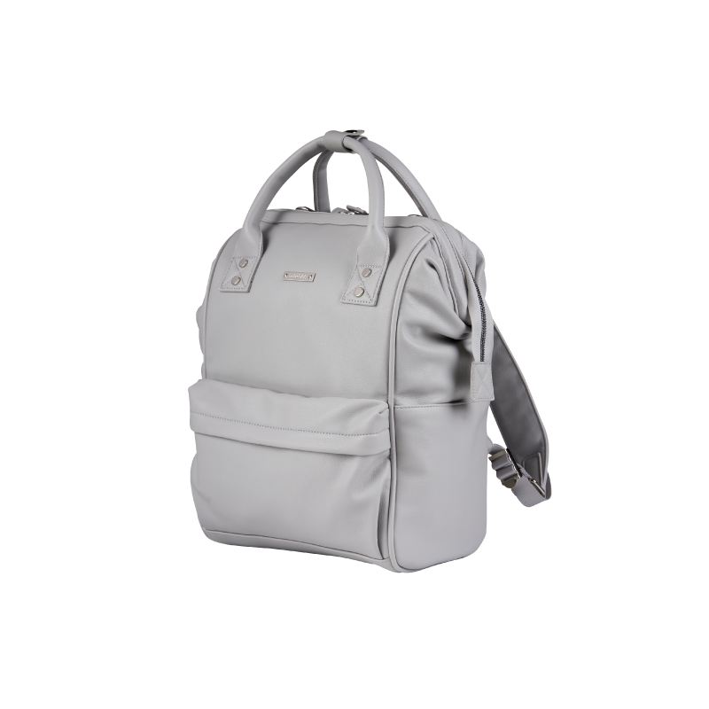 black leather backpack changing bag