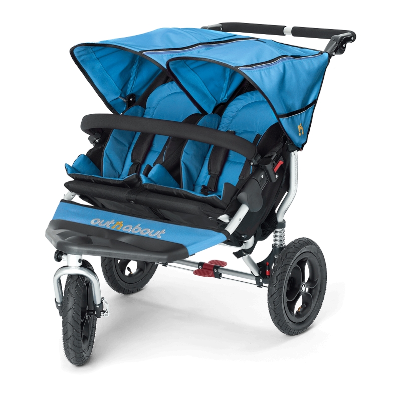 Out n About Nipper Double 360 V4 StrollerLagoon Blue Kiddies Kingdom