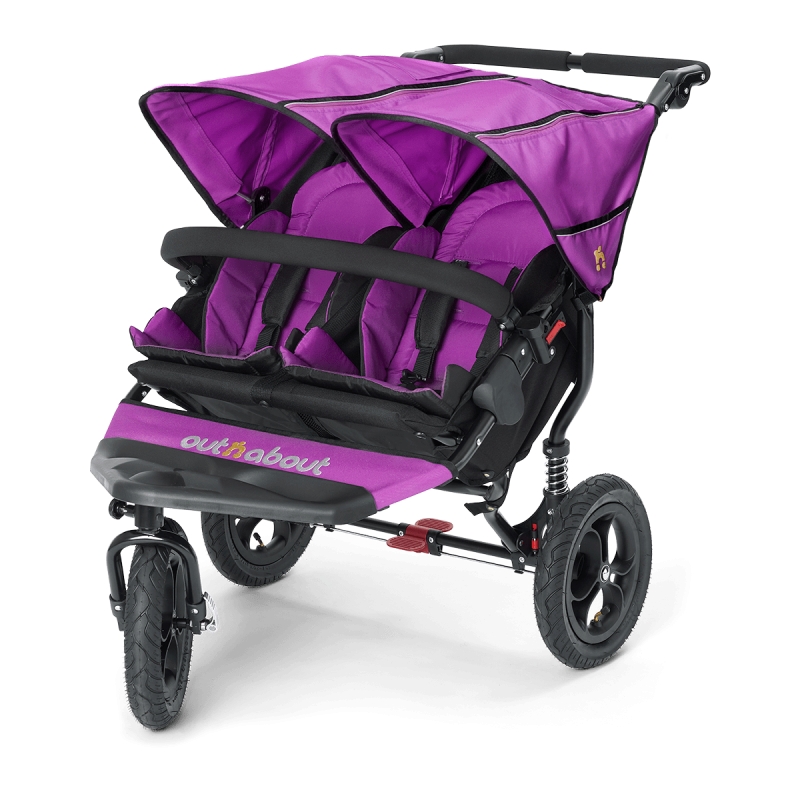 Out n About Nipper Double 360 V4 Stroller-Purple Punch