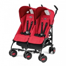 Peg Perego Pliko Mini Twin Light Weight Stroller-Mod Red + FREE Raincover