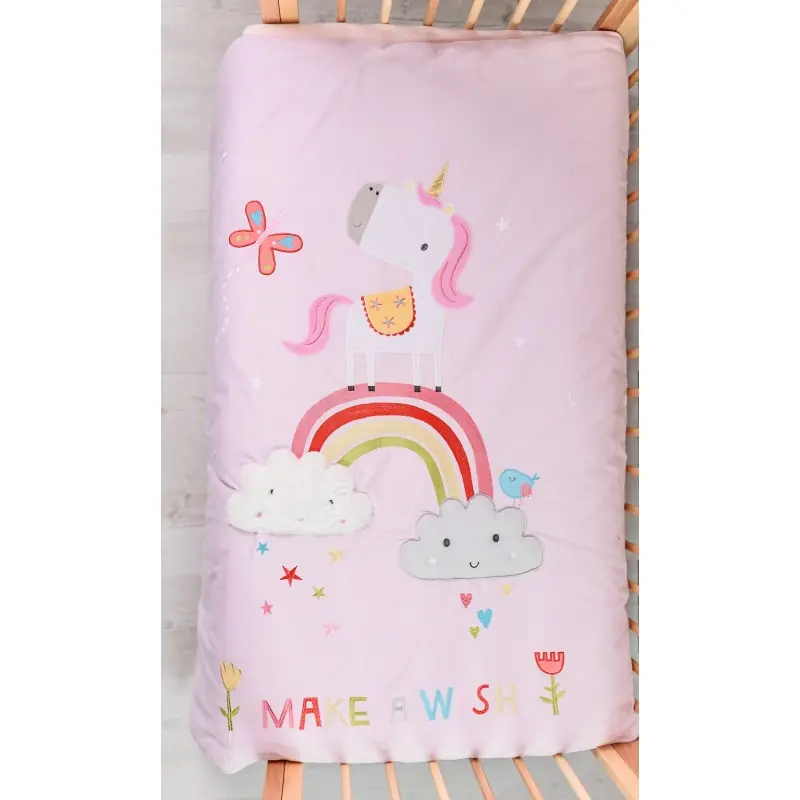 Bizzi Growin Cot Bed Quilt-Rainbow & Unicorns