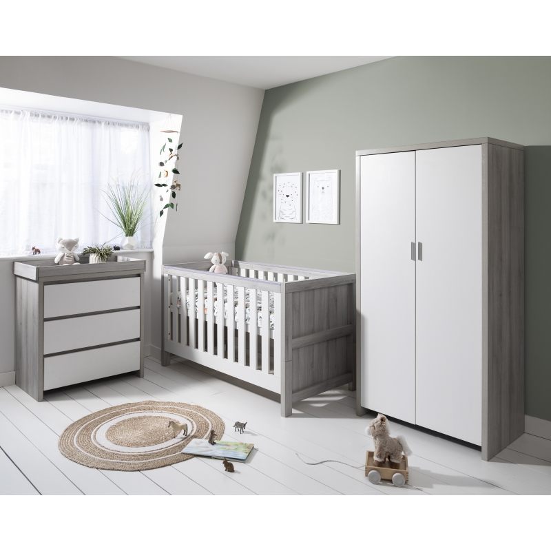 Tutti Bambini Modena 3 Piece Room Set-Grey Ash and White