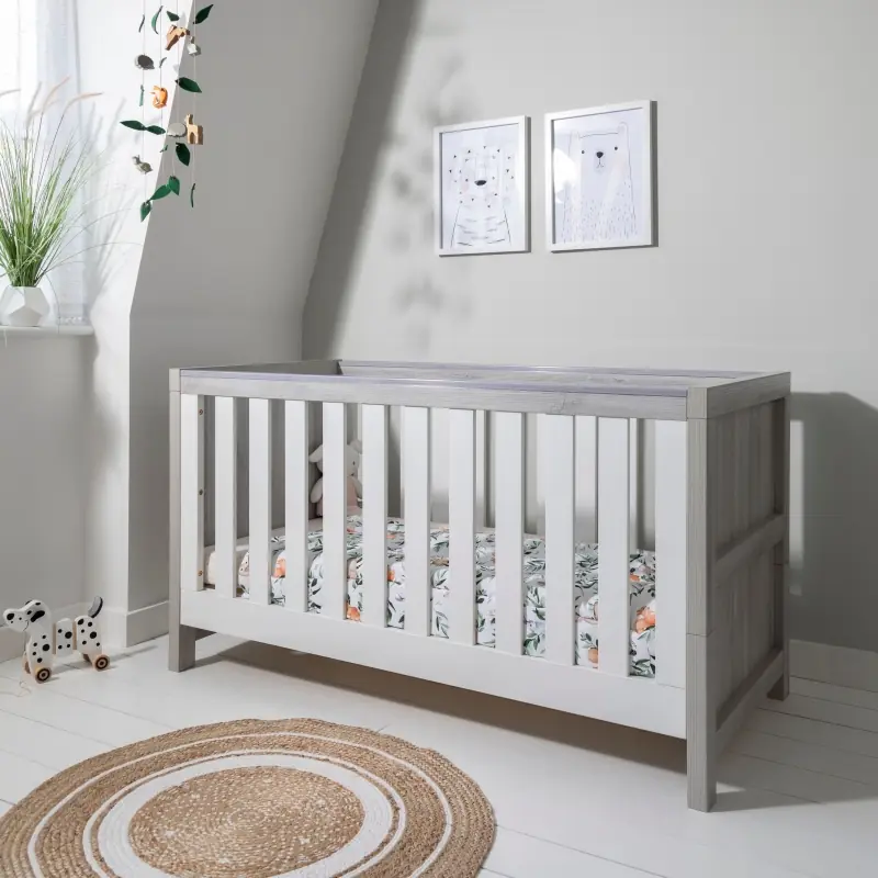 Image of Tutti Bambini Modena Cot Bed - Ash Grey and White + Free Nursing Pillow Worth £59.95!