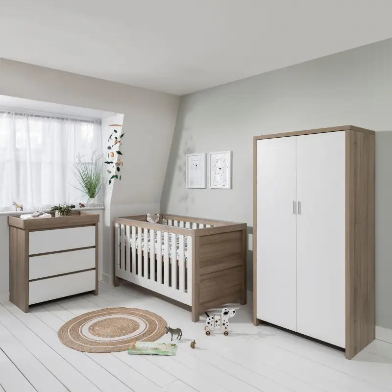 Image of Tutti Bambini Modena 3 Piece Room Set-White and Oak + Free Nursing Pillow Worth £49.99!