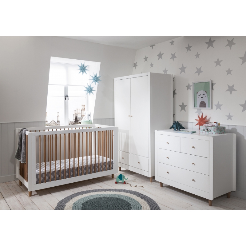Tutti Bambini Siena 3 Piece Furniture Room Set-White/Beech (2022)