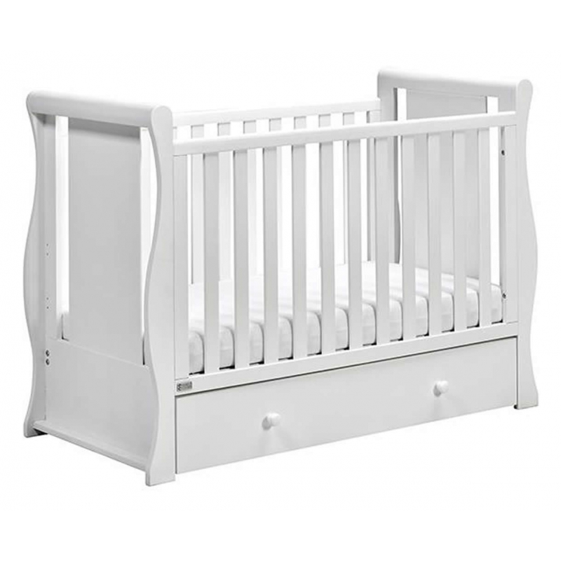 East Coast Nebraska Sleigh With Drawer Cot2bed-White 