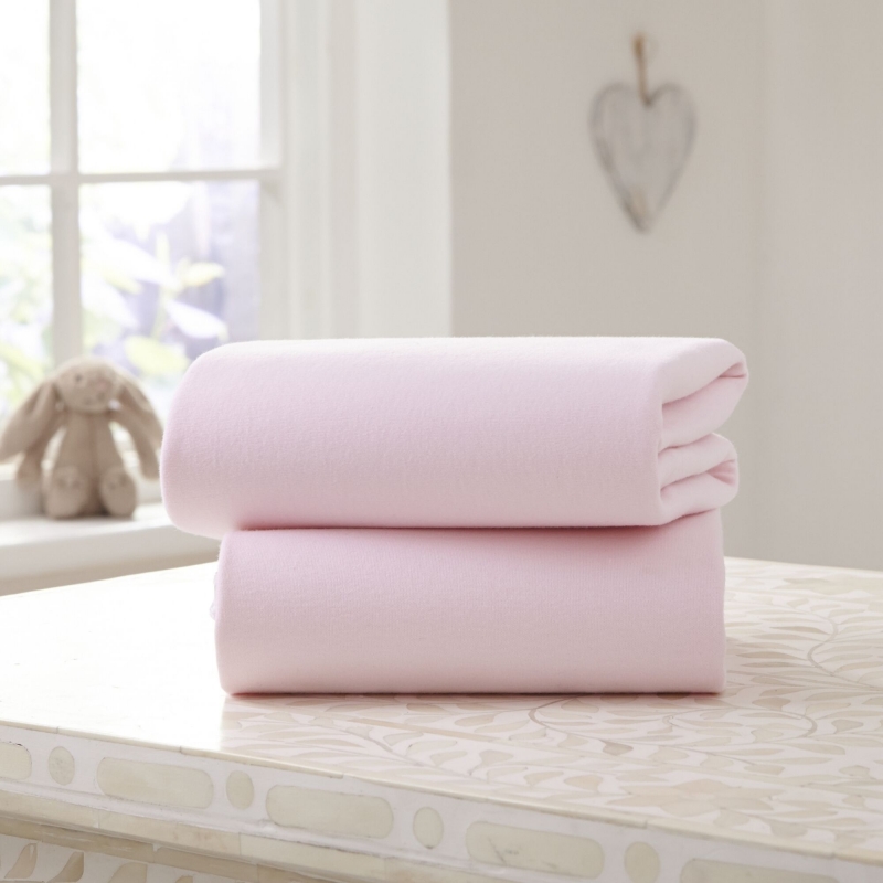 Clair De Lune 2 Pack Fitted Cotton Cot Bed Sheets-Pink