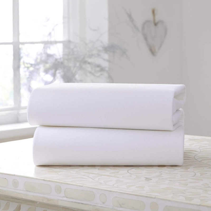 Clair De Lune 2 Pack Fitted Cotton Cot Bed Sheets-White