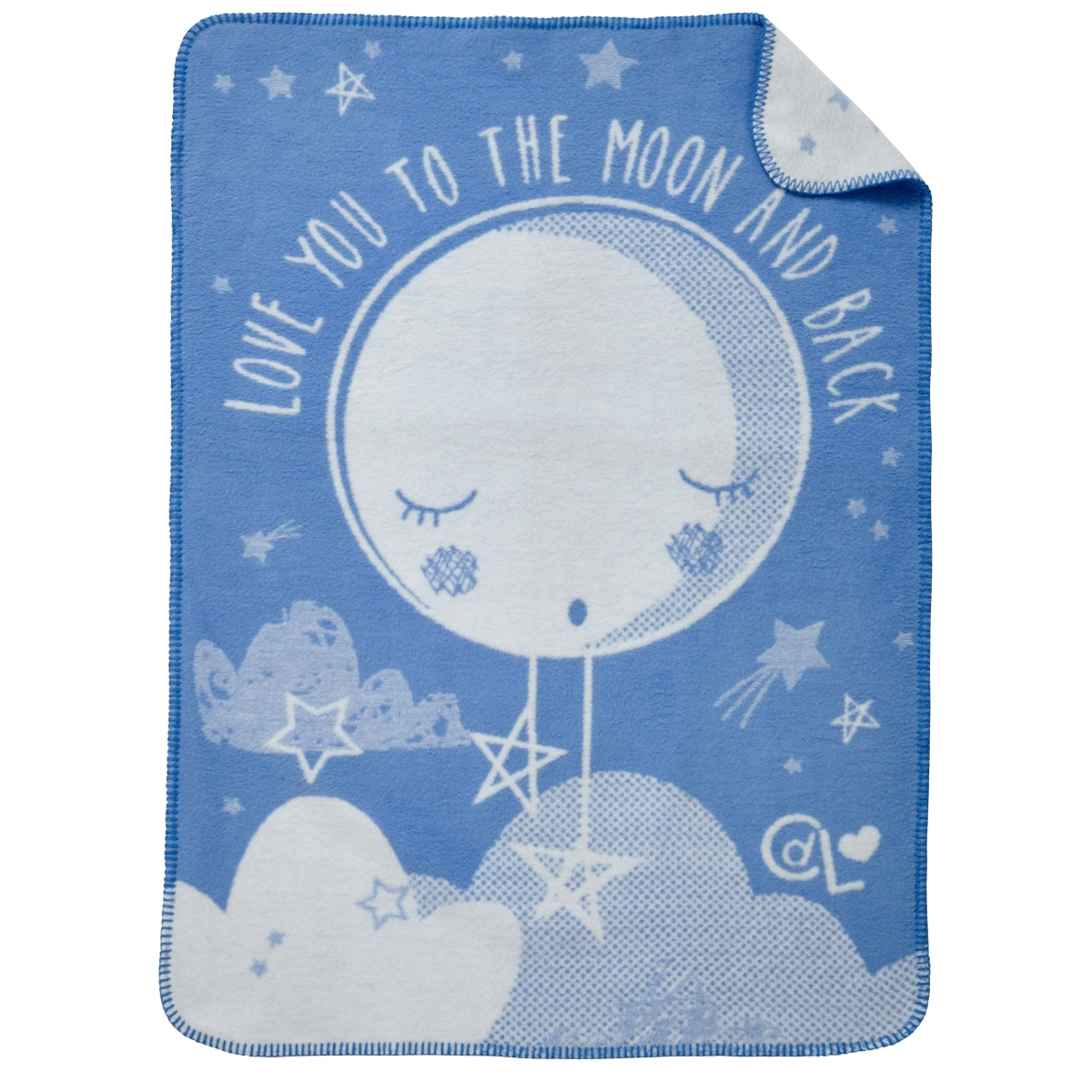 Image of Clair De Lune Over The Moon Fleece Blanket-Blue