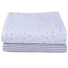 Clair De Lune Pack of 2 Fitted Cotton Moses Sheets-Grey