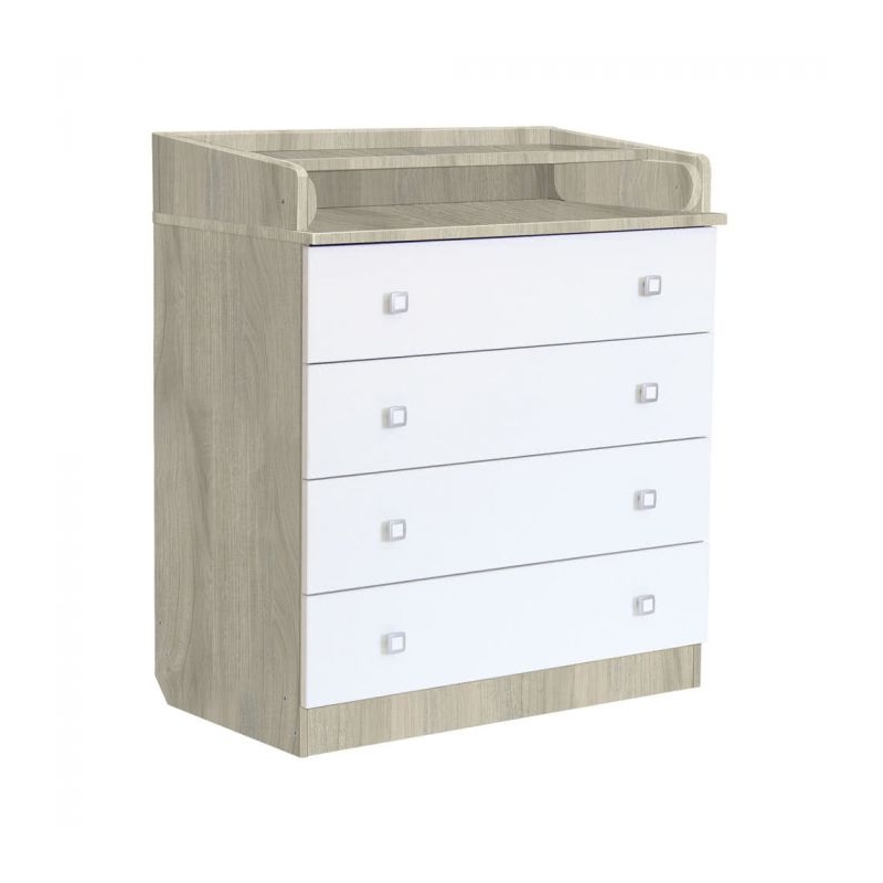 Kidsaw Kudl Kids 4 Drawer Changing Unit with Changing Board- Elm White 