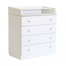 Kidsaw Kudl Kids 4 Drawer Changing Unit with Changing Board-White (1580W)