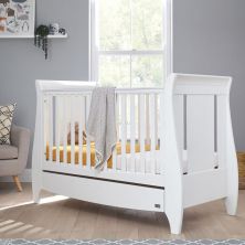 Tutti Bambini Lucas Sleigh Cot Bed Inc Under Bed Drawer-White (2022)