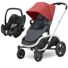 Quinny Hubb Silver Frame 2in1 Pebble Pro Travel System - Red/Graphite