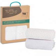 Tutti Bambini Pack of 2 CoZee Bedside Crib Fitted Sheets-Grey/Cloud