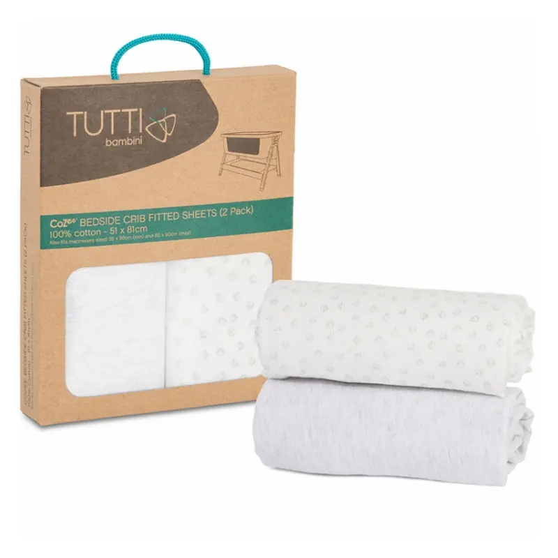 Tutti Bambini Pack of 2 CoZee Bedside Crib Fitted Sheets