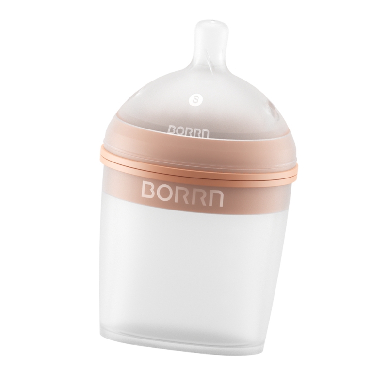 BORRN Ultra-wide Neck Silicone Slow Flow Feeding Bottle 150ml-Orange