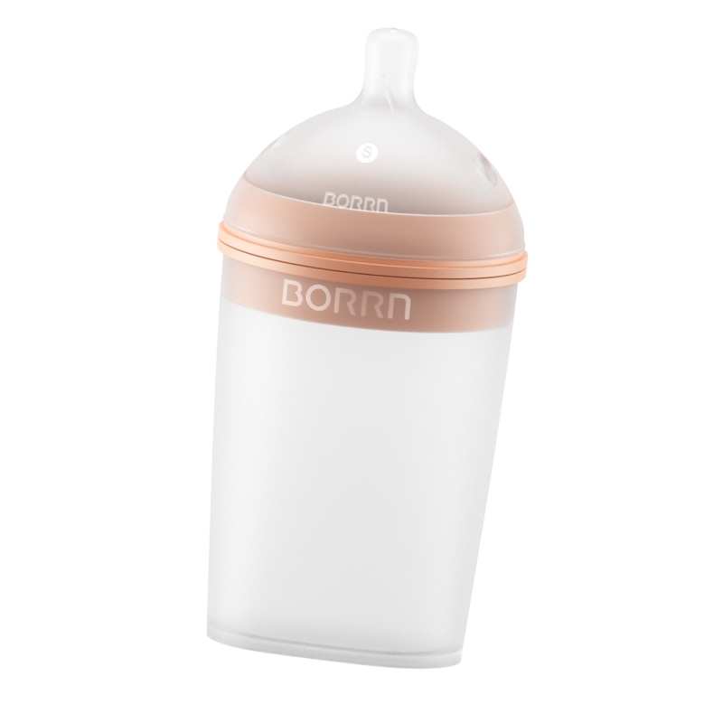 Borrn Ultra-wide Neck Silicone Feeding Bottle 240ml- Orange
