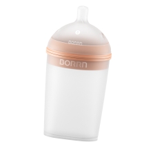 BORRN Ultra-wide Neck Silicone Medium Flow Feeding Bottle 240ml-Orange