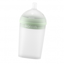 BORRN Ultra-wide Neck Silicone Medium Flow Feeding Bottle 240ml-Green