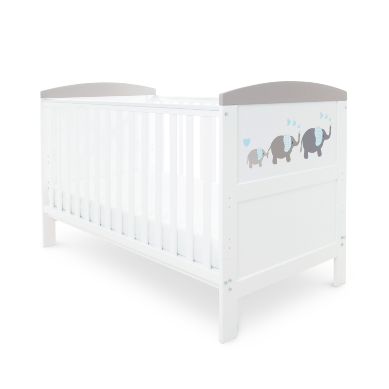 Babyhoot Coleby Style Cot Bed & Pocket Sprung Mattress - Elephant Grey