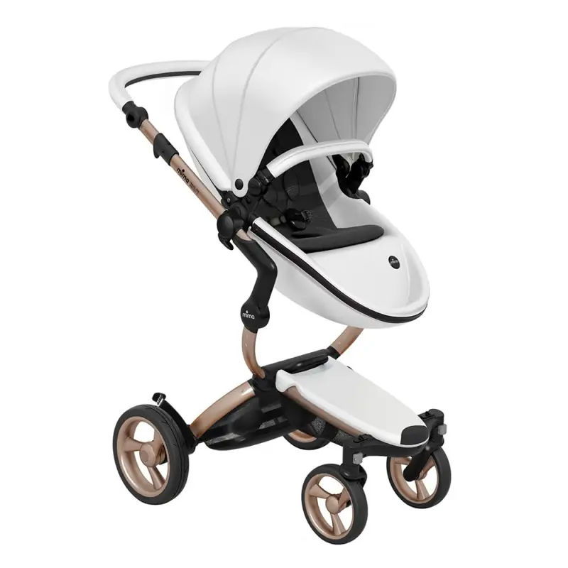 Image of Mima Xari Single Pushchair with Rose Gold Chassis-Snow White/Pure Black