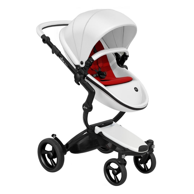 Mima Xari Single Pushchair with Black Chassis-Snow White/Ruby Red