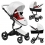 Mima Xari 2in1 Pram System with Black Chassis-Snow White/Ruby Red