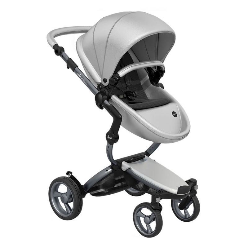 Mima Xari Single Pushchair with Graphite Chassis-Argento/Pure Black
