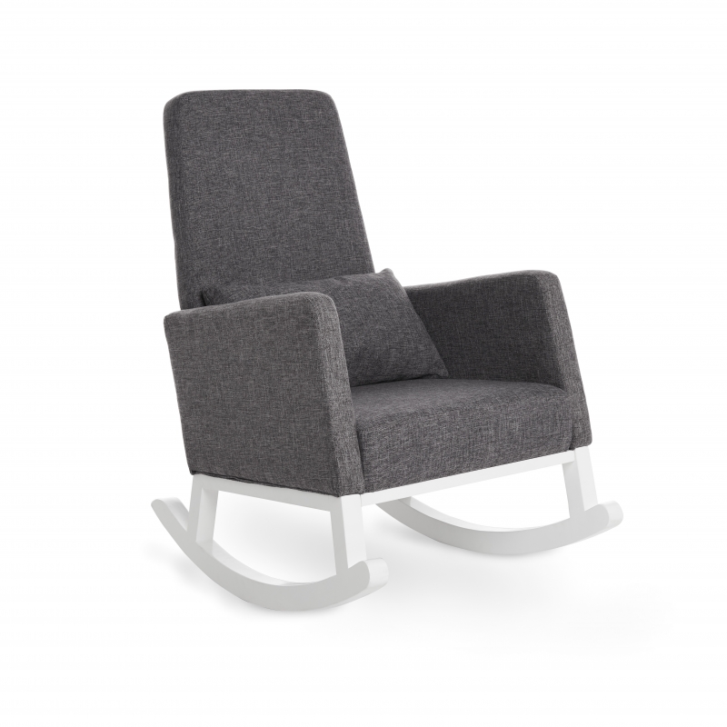 Obaby High Back Rocking Chair-White with Grey Cushion (NEW)