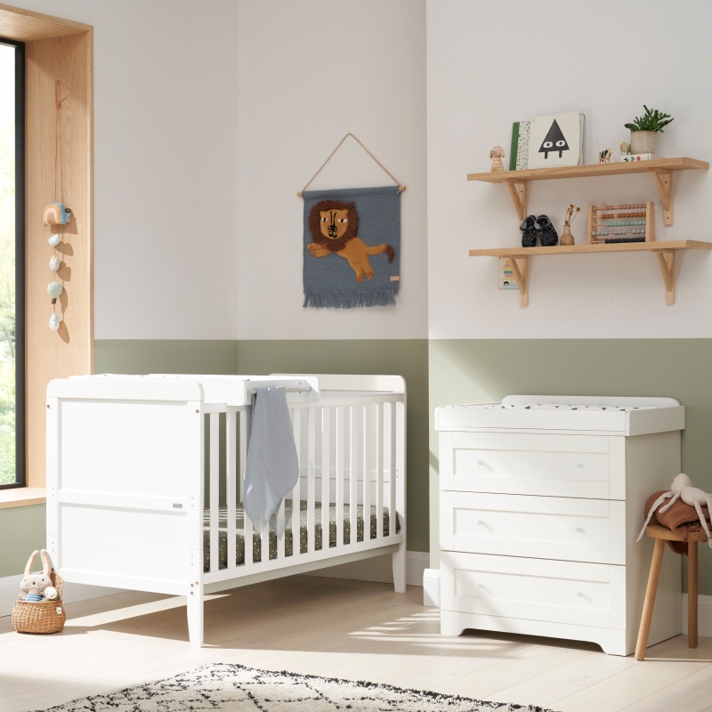 Tutti Bambini Rio 2 Piece Room Set with Cot Top Changer-White (2022)