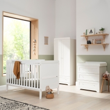 Tutti Bambini Rio 4 Piece Room Set with Cot Top Changer-White (2022) Inc Free Nursing Pillow Worth £49.99!
