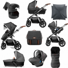 Silver Cross Wave 9 Piece Bundle + FREE Isofix Base-Granite (2019)