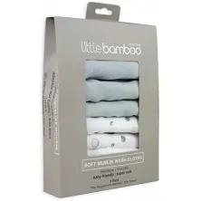 Little Bamboo 6 Pack Muslin Baby Wash Cloths- Whisper (NEW)