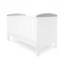 Ickle Bubba Coleby 2 Piece Cot Bed Including Sprung Mattress-White with Grey Trim 